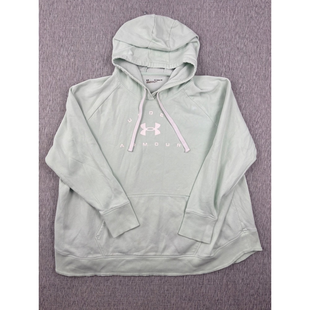 Under Armour Rival Fleece Hoodie Mint Green Logo Sweatshirt Plus Size 3X Loose